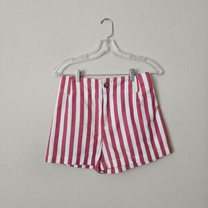 High-Waist Red & White Striped Summer Shorts